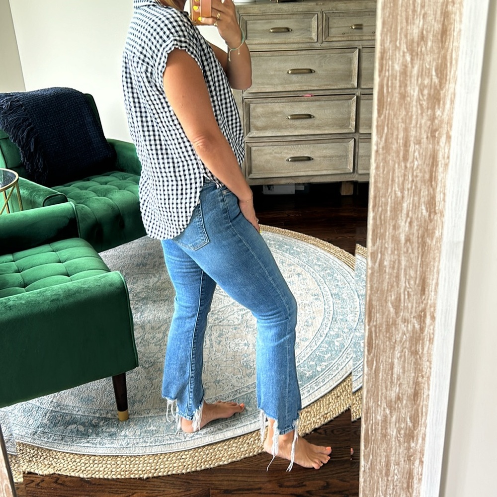 Navy/black gingham button down - Picture 3 of 3